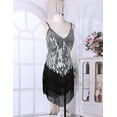 thumbnail image 4 of Zaldita Womens Sequins Tassel Flapper Ballroom Dress Asymmetric Fringe Tango Latin Dance Dress Silver One_Size, 4 of 7