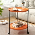 thumbnail image 4 of 2 Tier Side Table Folding Round End Table Small Nightstand With Two Removable Tray For Bedroom Living Room Bedside Small Spaces Tall Nightstand End Table, 4 of 6