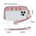 thumbnail image 2 of HAWEE Women's Wristlet Wallet Genuine Leather Double Zipper Casual Ruched Clutch Purse, Pink, 2 of 7