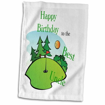 3dRose Image of Happy Birthday Best Uncle With Golf Cartoon - Towel, 15 by