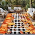 thumbnail image 3 of Outdoor Rug 5x7 ft Pumpkins Fall Thanksgiving Waterproof Outdoor Patio Rug Mat Non Slip Outside Area Rugs Carpet for RV,Camping,Porch,Deck,Pool,Balconybackyard,Orange Leaves Black White Plaid, 3 of 9