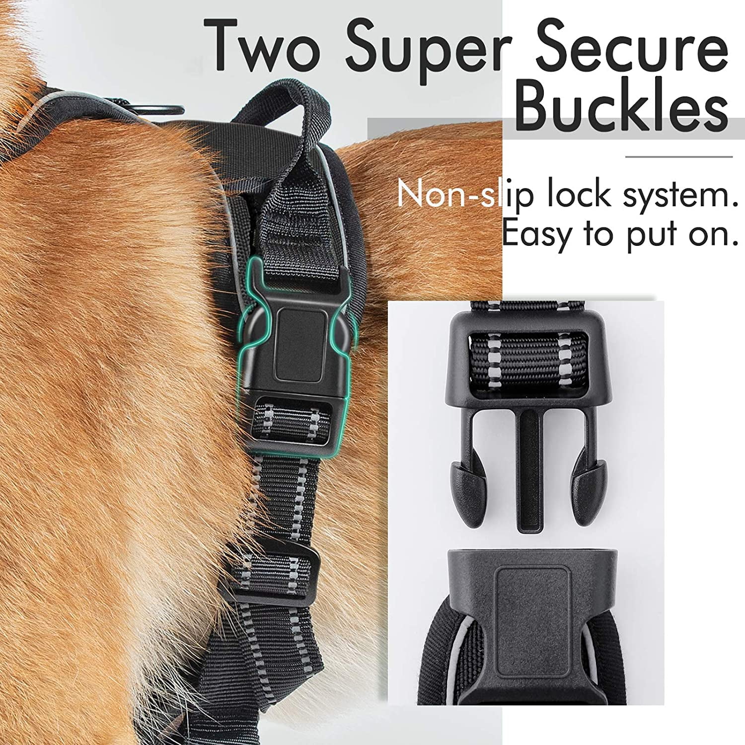 Jiuedso No Pull Pet Harness W 2 Leash Clips Adjustable Soft Padded Dog Vest Reflective No Choke Pet Oxford Vest W Easy Control Handle For Large Do