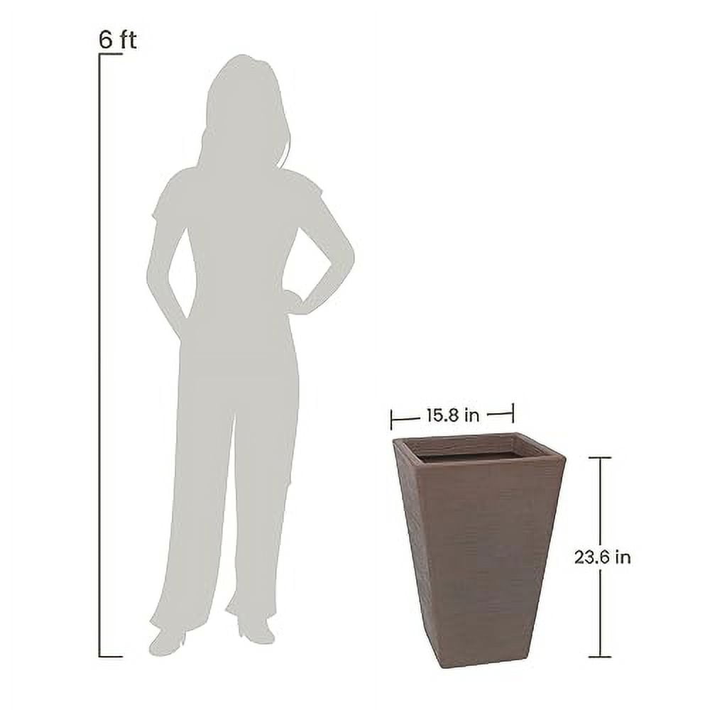 Ecobo 23.6 inches Eco-Friendly Rectangular Pot Planter, Elemento Indoor/Outdoor use, Durable, Versatile & Lightweight, Designed by Brazilian Artisans, Contemporary All-Weather Desgn - Brown