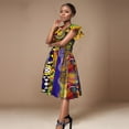thumbnail image 3 of Bintarealwax African V Neck Patchwork Dresses for Women Ankara Dashiki Print Lady Dress Vestidos African Women Clothing Cotton WY228, 3 of 5