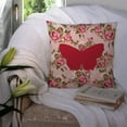 thumbnail image 3 of Carolines Treasures Butterfly Shabby Chic Pink Roses Fabric Decorative Pillow 14Hx14W multicolor, 3 of 4