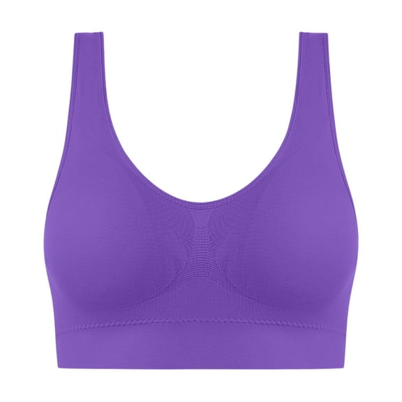 Fabrcox Women's Sports Bras Seamless Sports Bralettes with Removable Pads Comfortable Workout Fitness Yoga Full Coverage Bras Purple 46