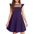 thumbnail image 1 of Girls Dress Summer Ruffle Sleeve Mesh Casual Party Dresses with Pockets for Kids, 1 of 18