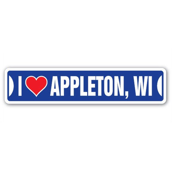 I LOVE APPLETON WISCONSIN Street Sign wi city state us wall road décor gift