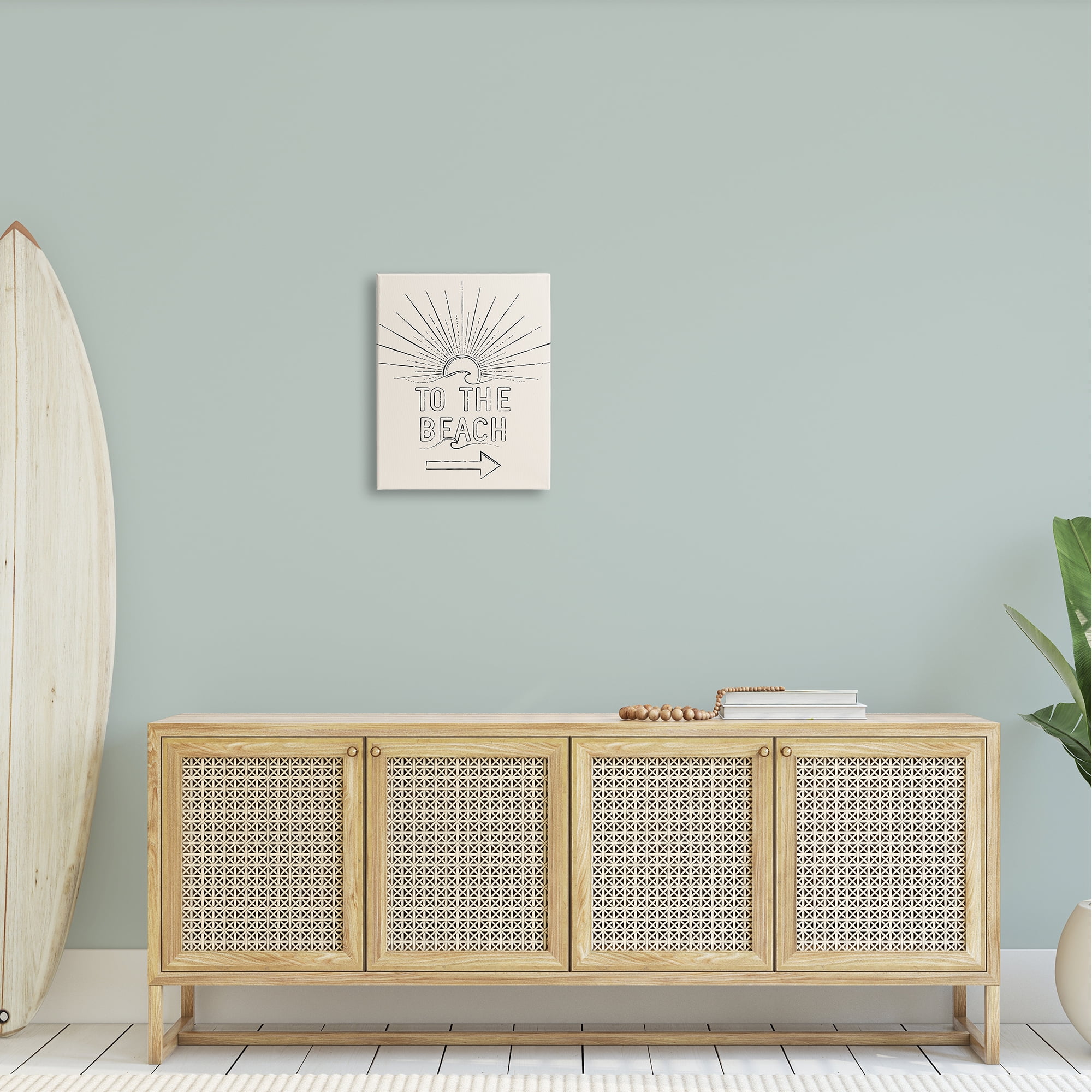 Stupell Industries To The Beach Weathered Vintage Sun Horizon Typography Graphic Art Gallery Wrapped Canvas Print Wall Art, Design by JJ Design House LLC