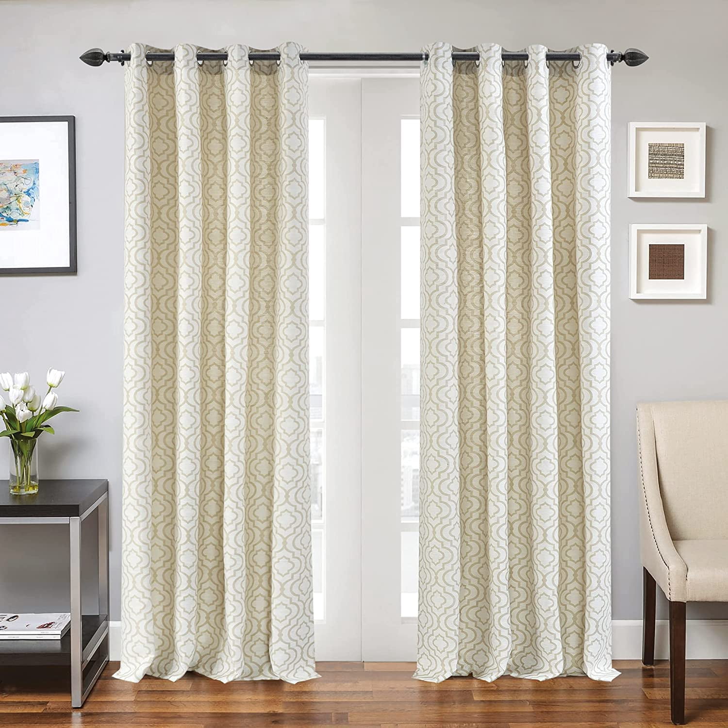 Deco Window 52 to 144 inches Extendable Curtain Rod for Windows with Hexagon Cast Finials (3/4" Dia, Rustic Black)