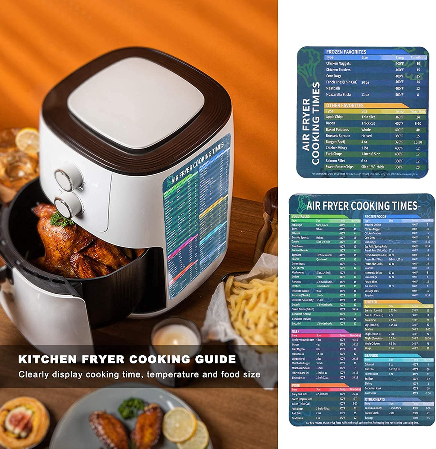 Tohuu Cooking Times Sheet Frying Quick Reference Guide Kitchen Gadgets Easy  To Read 2pcs Accessories usual 