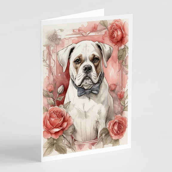 Boxer Valentine Roses Greeting Cards Pack of 8 7 in x 5 in