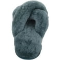 thumbnail image 3 of Womens Genuine Thick Sheepskin Open Back Peep Toe Cross Over Slipper Slider - Marine - US 8, 3 of 7