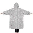 thumbnail image 2 of Oversized Wearable Blanket Hoodie,Gray Christmas Snowman Pattern Sherpa Blanket Hoodie with Super Pockets,Super Warm Fuzzy Pullover for Women & Men, 2 of 6