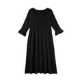 thumbnail image 3 of Inglocry Girls Maxi Dress Crew Neck A-line Loose Flowy Tiered Holiday Casual Dresses with Pockets for 5-14 Years Black 4-5Year, 3 of 4