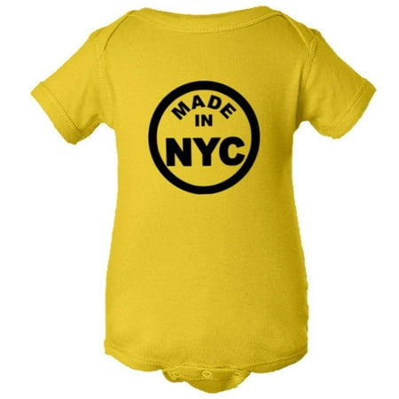 

PleaseMeTees™ Baby From Born Made In New York City NY Logo Label Jumpsuit
