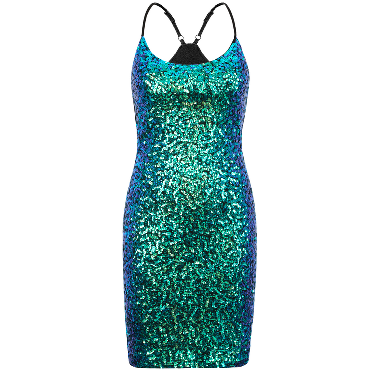 Pretty little thing green sequin cheap dress