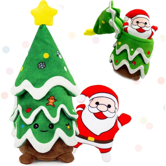Aollywin Christmas Dog Toys, Crinkle Christmas Tree & Squeaky Santa Claus, Dog Christmas Toys, Hide and Seek Dog Toy, Plush Dog for Small and Medium Dogs