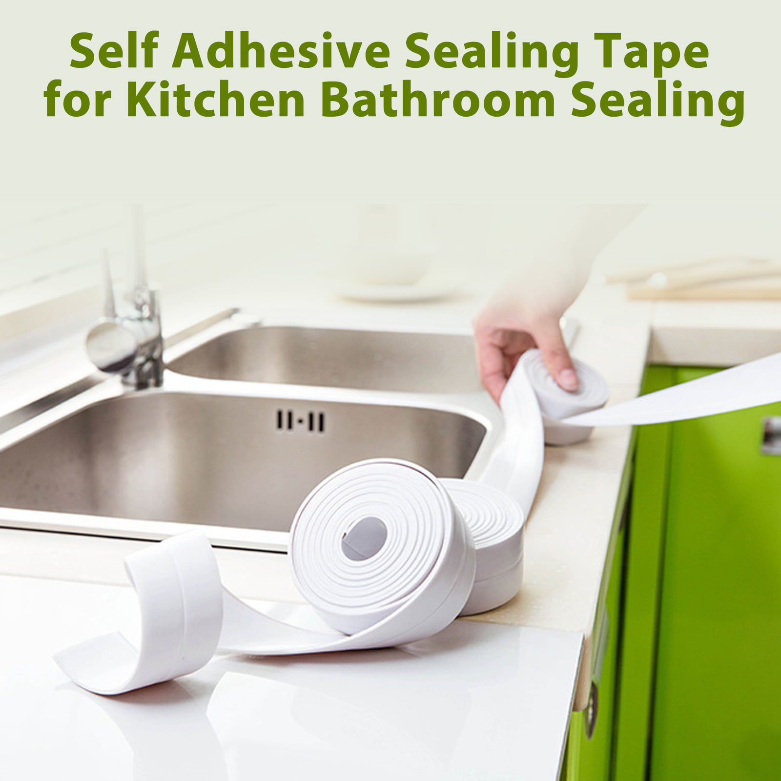 PVC Adhesive Caulk for Kitchen Bathtub Shower Toilet Caulk Strip Waterproof Self Adhesive Caulking Tape Anti-Mildew Fruit 