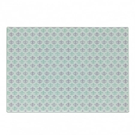 

Fleur De Lis Cutting Board Abstract Old Fashioned Lily Flowers Grunge Look Pastel Colors Decorative Tempered Glass Cutting and Serving Board Small Size Mint Green Lilac White by Ambesonne