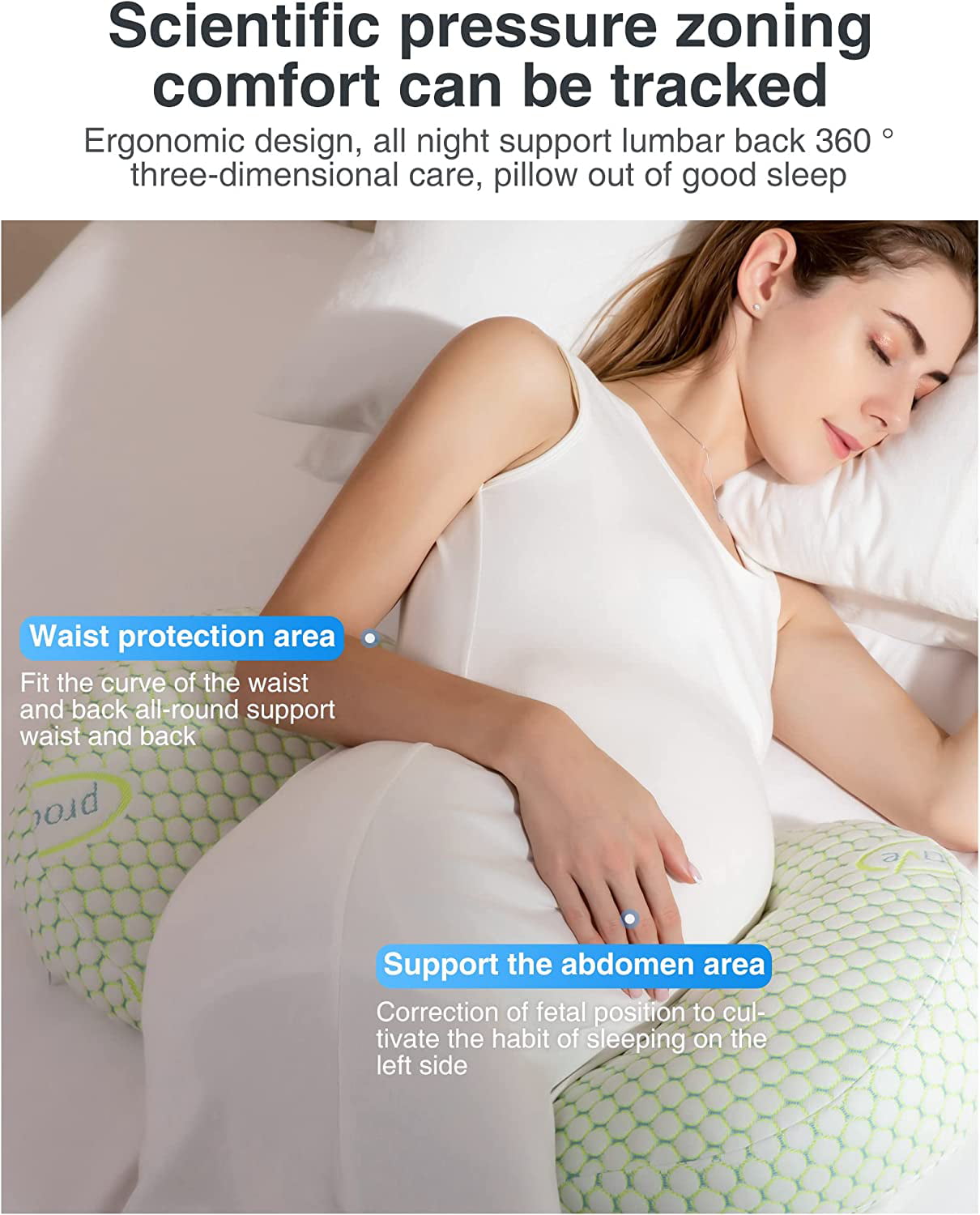 Wyxunplanet Pregnancy Pillow Maternity Side Sleeping Pillow Pregnancy for Pregnant Women,Support for Back Hips Legs Belly for Ma
