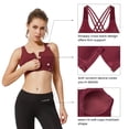 thumbnail image 6 of Yvette Women Strappy Zip Front Sports Bra High Impact Workout Bra for Running Spinning Dancing,Black,L, 6 of 9