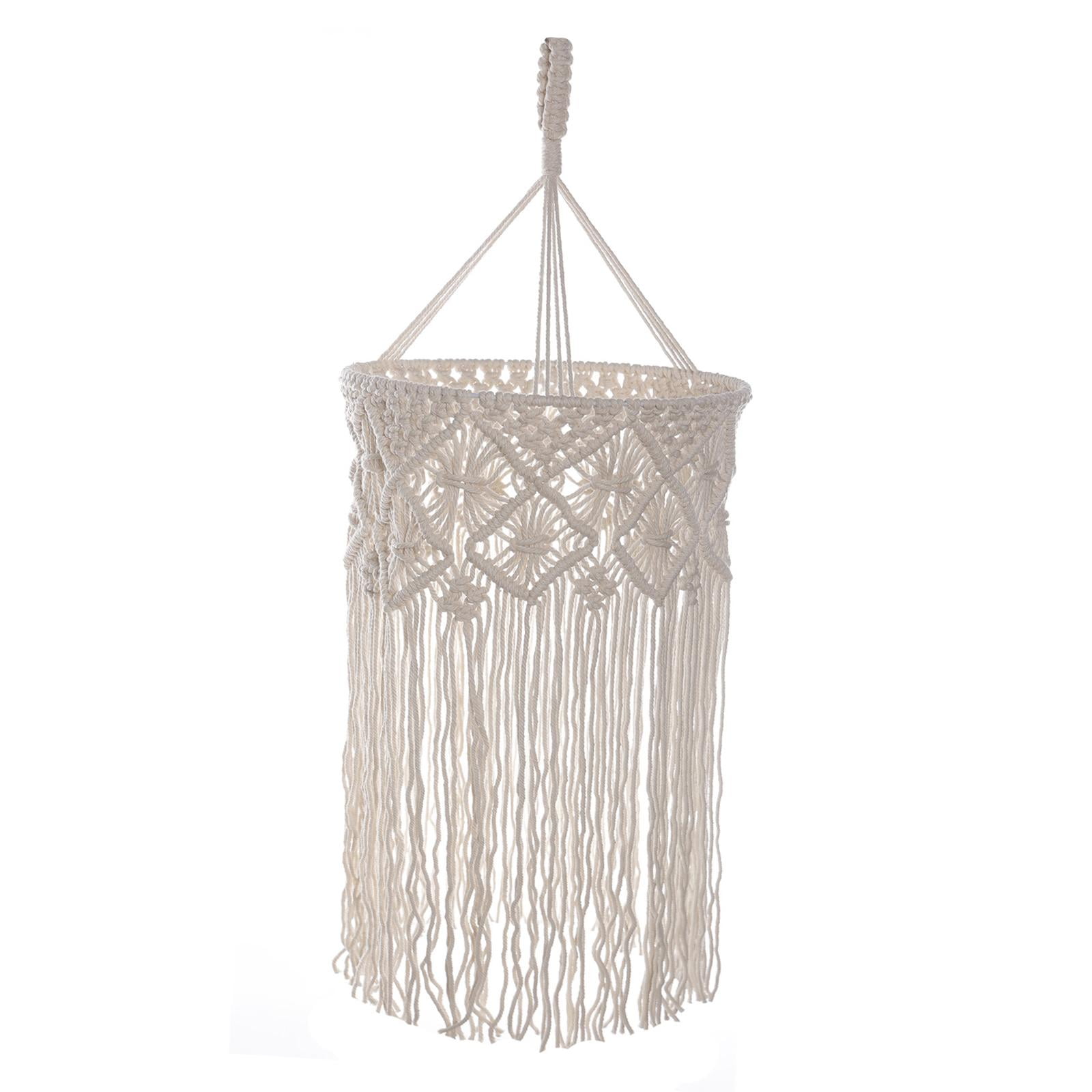 Boho Lampshade Hand Woven Light Shade Replacement DIY Lighting Fixtures Macrame Hanging Lamp Shade for Living Room Dorm Room Dining Table Style A