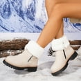 thumbnail image 3 of Fuzzy Snow Boots for Women Suede Fold Over Plush Warm Lug Sole Chunky Heel Zipper Winter Ankle Booties, 3 of 8