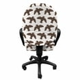 thumbnail image 3 of Birds Office Chair Slipcover, Flying Animal Drawn by Hand Bold Folk Inspired Art, Protective Stretch Decorative Fabric Cover, Standard Size, Dark Taupe Pale Salmon, by Ambesonne, 3 of 5