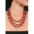 thumbnail image 3 of Ratnavali Jewels Red Quartz Golden Pearl Triple Layer Multi Strand Beads Stone Strand Fashion Necklace Women, 3 of 6