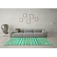 thumbnail image 3 of Ahgly Company Machine Washable Indoor Square Abstract Turquoise Blue Modern Area Rugs, 5' Square, 3 of 4