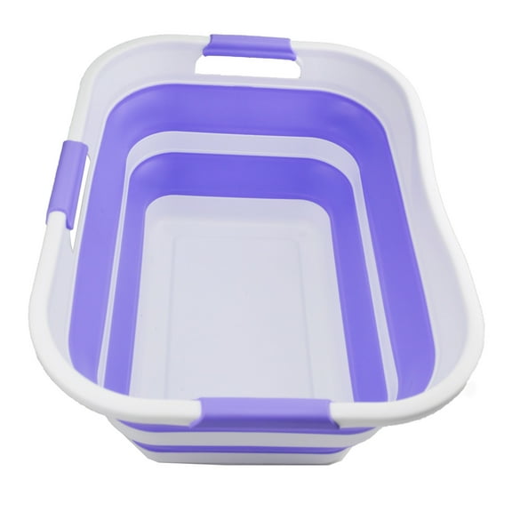 SAMMART 30L(8 gallon) Collapsible Plastic Laundry Basket - Foldable Pop Up Storage Container/Organizer - Space Saving Hamper/Basket - Water Capacity 24L