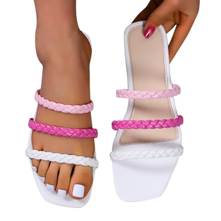 

Gubotare Woman Slippers Women s Two Strap Heeled Sandal White