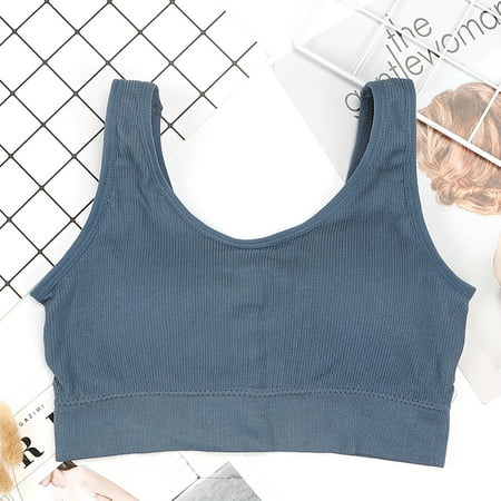 

UoCefik Camisole with Bra Womens Sports V Neck Bralette Top Padded Wireless No Wire Bra Sky Blue F