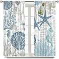 thumbnail image 3 of Nautical Ocean Beach Curtains,Blue Seashell Starfish Coral Coastal Cafe Curtains Marine Window Treatment Drapes Home Decor 42x63in, Style-8, 3 of 6