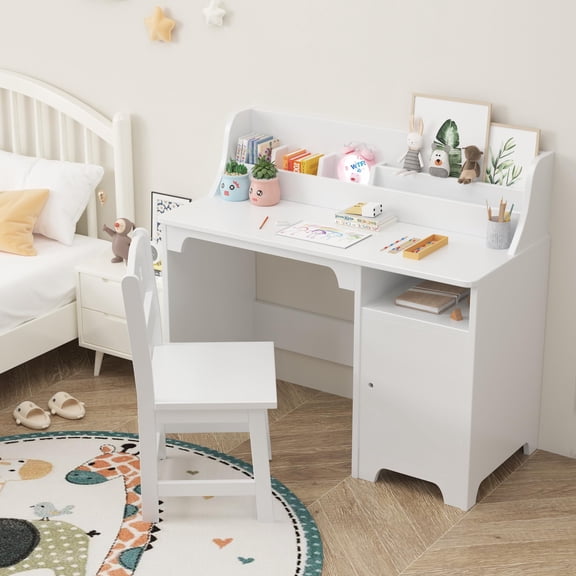 Danolapsi Kids Desk and Chair Set,Study Desk for Kids with Hutch, Storage Cabinet, Wooden Children Study Table, Student Writing Desk Computer Workstation for Kids Bedroom & Study Room
