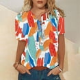 thumbnail image 2 of Mujer Verano Casual Manga Corta Camiseta Botón Cuello Redondo Jersey Blusa Tops OAVQHLG3B Store  lin121212, 2 of 4