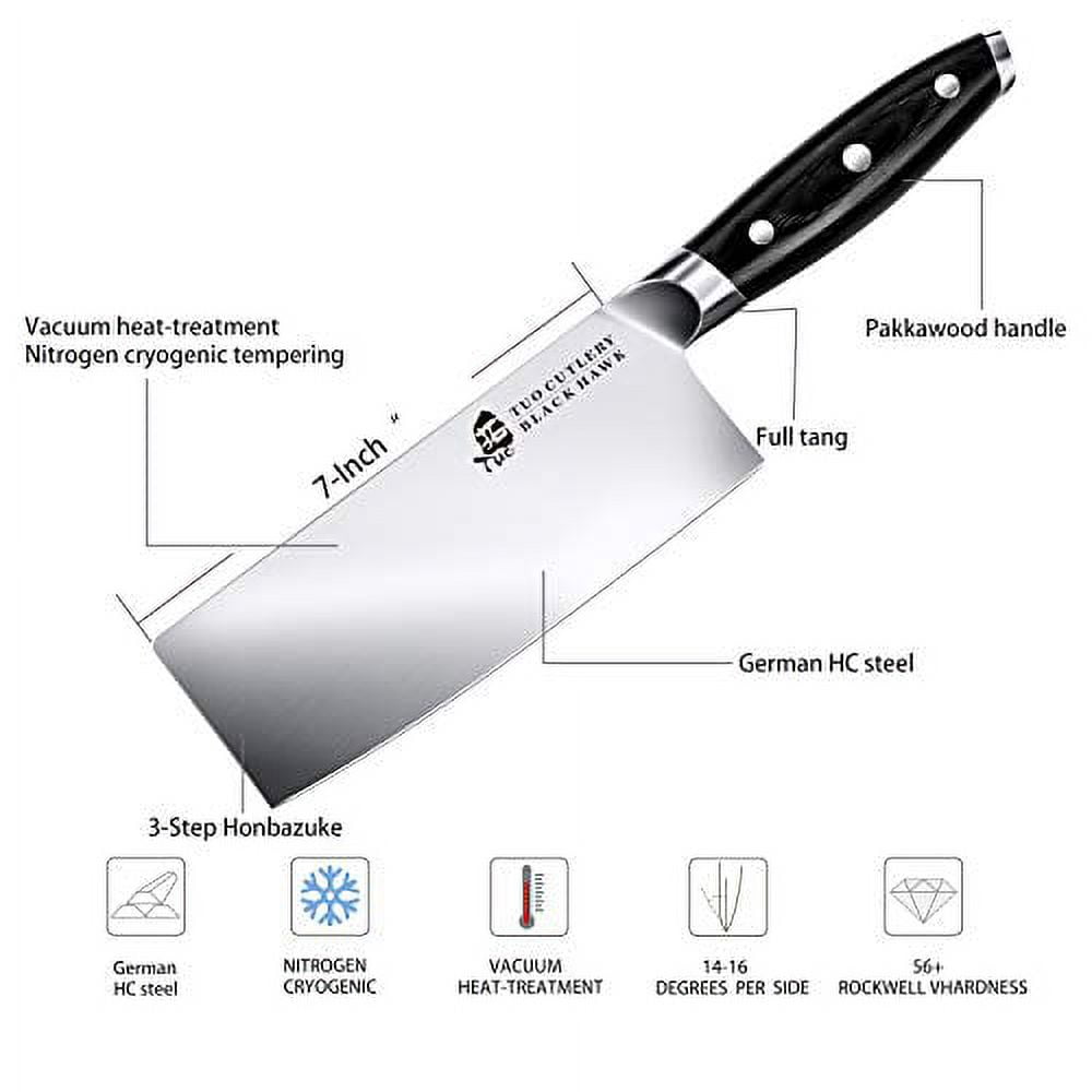 Asian/Vegetable Cleaver, 7 Inch | Black ABS Handle, W Gift Box