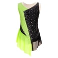 thumbnail image 1 of MSemis Kids Girls Shiny Diamond Color Block Mesh Splice Gymnastics Leotard Skating Jumpsuit Dance Fluorescent Yellow 10, 1 of 7