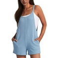 thumbnail image 2 of Loose Jumpsuits for Women Plus Size Women’s Baggy Jumpsuit Sleeveless Linen Elastic Cuffed Wide Leg Pants Loose Boho Vacation Overalls Blue L, 2 of 6
