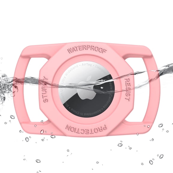 Rantice Airtag Dog Collar Holder, [1 Pack] Waterproof Airtag Case for Dog Collar, TPU & Silicone Full Body Covered Anti-Lost Apple Air Tag Collar Holder Airtag Case for Pet Collar Backpack, Pink