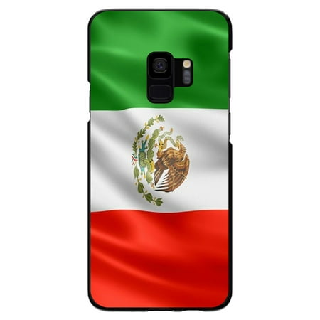 DistinctInk Case for Samsung Galaxy S9 (5.8" Screen) - Custom Ultra Slim Thin Hard Black Plastic Cover - Red White Green Mexican Flag Mexico