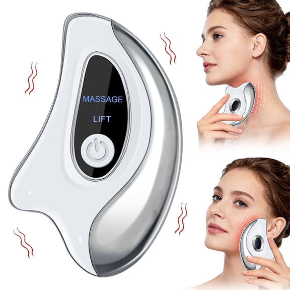 Heated Gua Sha Facial Massager, Cordless Guasha Tool for Face Sculpting, Relaxation & Skincare, Eyes Neck Massager, White
