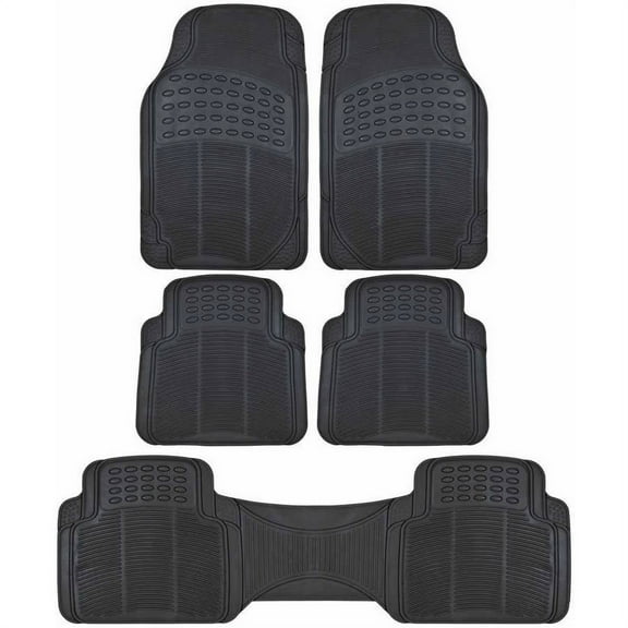 BDK 3 Row Car Floor Mats for SUV and Van, Heavy Duty Rubber Mats and Liner, Black Beige Gray