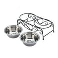 thumbnail image 2 of Acier Inoxydable Rétro Cadre en Fer Double Plaque Chien Chat Mangeoire, 2 of 8