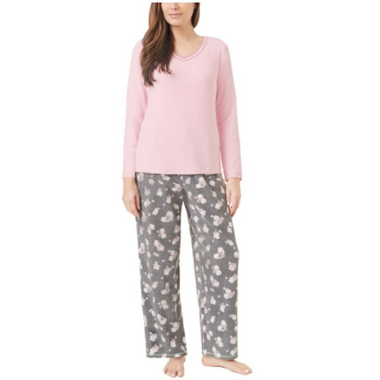 Aria Collection Womens 2 Piece Stretch Microfleece Pajama Set