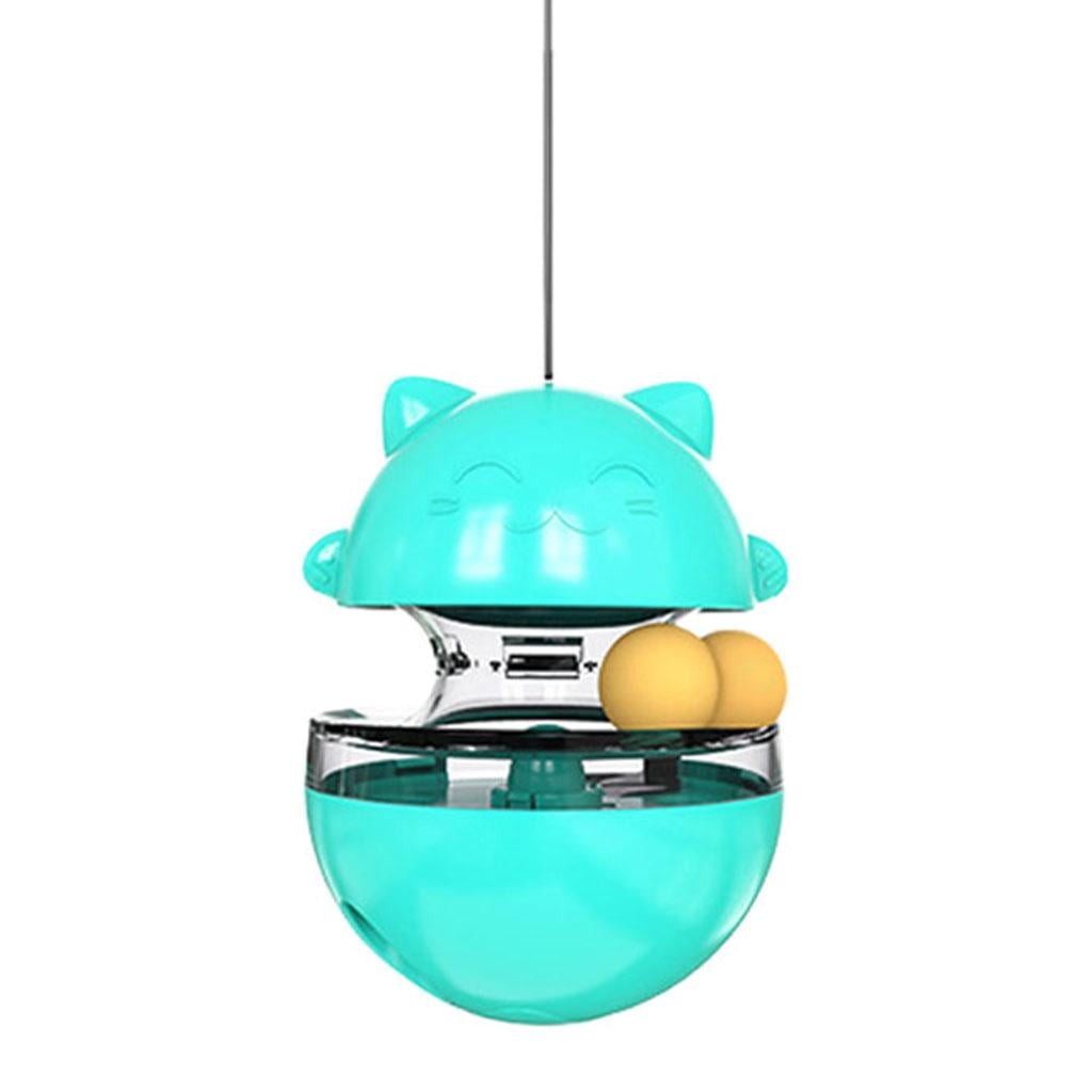 Bvdfgk Cat Food Dispenser Treat Toys, Interactive Treat Dispensing Slow Feeder Pet Food Blue