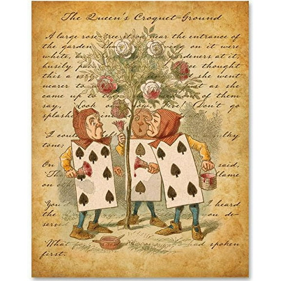 Alice in Wonderland - The Cards Painting the Roses - 11x14 Unframed Alice in Wonderland Print