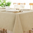 thumbnail image 2 of Hiasan Faux Linen Tablecloth, Soft Polyester Table Cover for Rectangle Table, Spill-proof Wrinkle Resistant Decorative Fabric Farmhouse Table Cloth for Parties, Picnic, Dinner(52x70 inch, Beige), 2 of 7