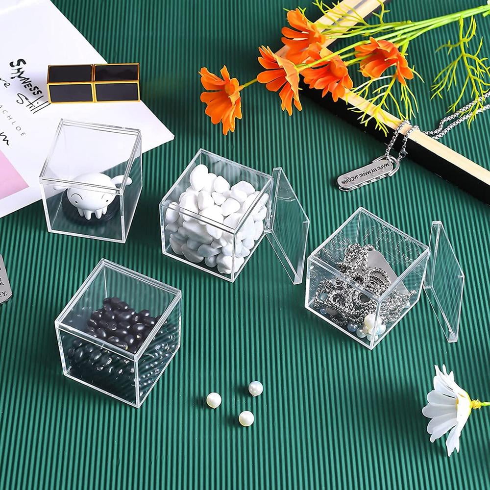 Dedoot Small Acrylic Box, Clear Acrylic Box with Lid Candy Boxes 4 Pack 2.5x2.5x2.5 inch Plastic Storage Boxes Acrylic Cubes for Storage,Home